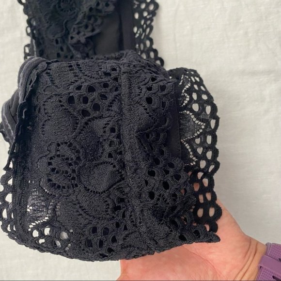 Aerie Black Lace Up bandeau Bra top size XL - Picture 9 of 11